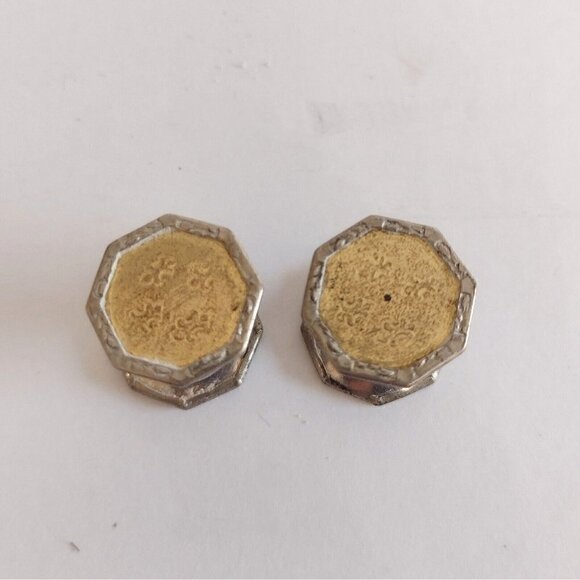 Antique Vintage Separable Links Snap Cufflinks Gold Silver Tone Octagon - Picture 4 of 5